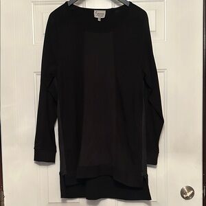 Lynn Ritchie Silver Long-Sleeve Tunic Dress MED Black Vintage Classic Minimalist